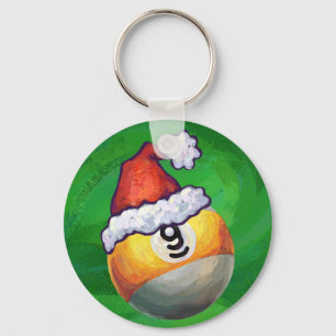 Neun Ball in der Weihnachtsmannmütze Schlüsselanhänger