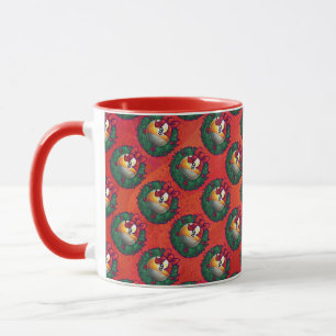 Neun Ball in Weihnachts-Kraut-Muster auf Rot Tasse