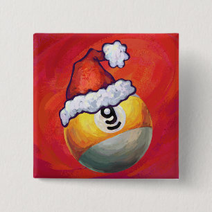 Neun Ball in Weihnachtsmannmütze über Rot Button