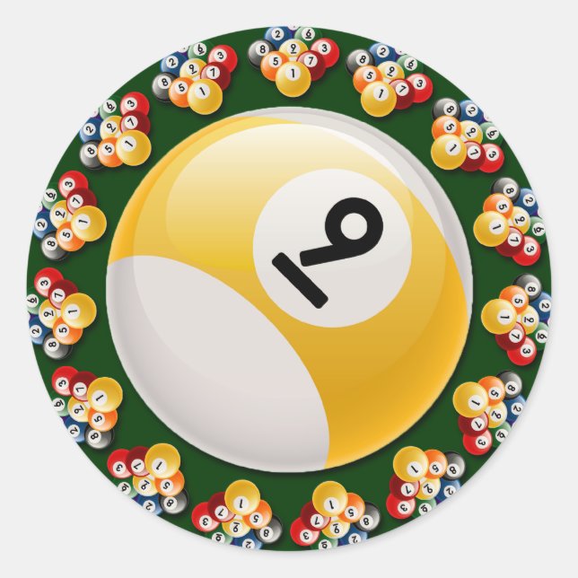 NEUN BALLRACKS UND 9 BALL RUNDER AUFKLEBER (Vorderseite)