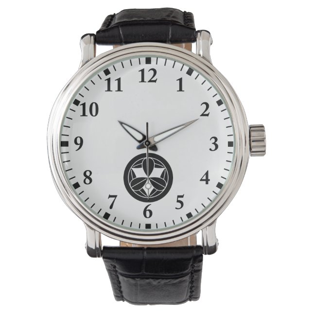 Neun Bambus-Blätter im Kreis Armbanduhr (Vorderseite)