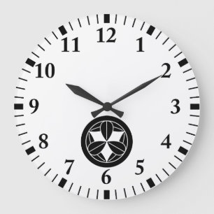 Neun Bambusblätter im Kreis Große Wanduhr