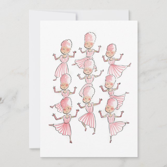 Neun Damen tanzen Einladung (Vorderseite)