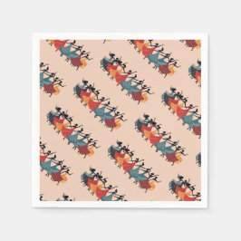 Neun Damen tanzen Stencil Retro Stil 1 Serviette