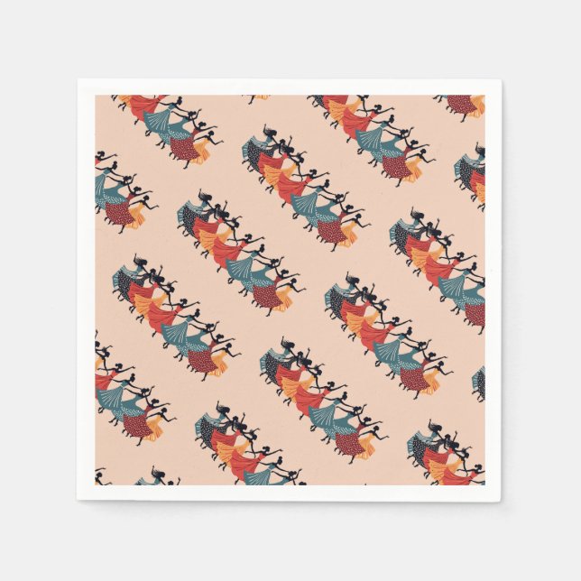 Neun Damen tanzen Stencil Retro Stil 1 Serviette (Vorderseite)