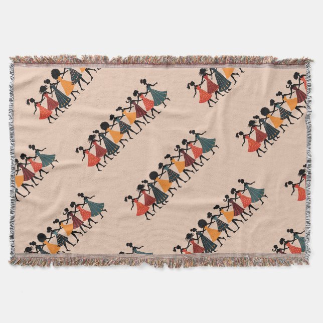 Neun Damen tanzen Stencil Retro Stil 4 Decke (Vorderseite)