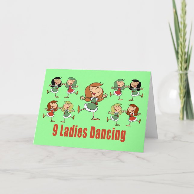 Neun Dance Cards Feiertagskarte (Vorderseite)