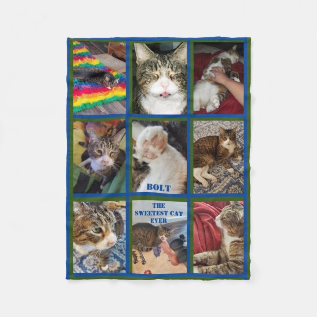 Neun Foto Blue Green Border Per Keepake   Fleecedecke (Vorderseite)