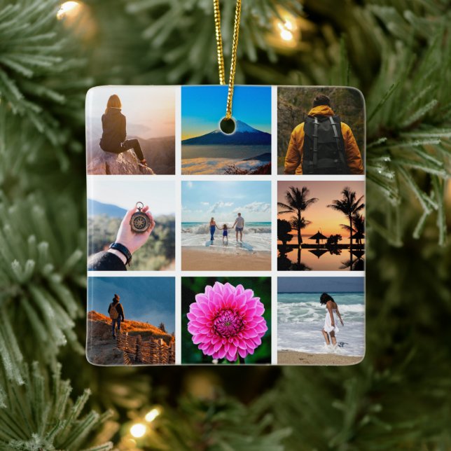 Neun Foto Picture Collage anpassbar Keramikornament (Baum)
