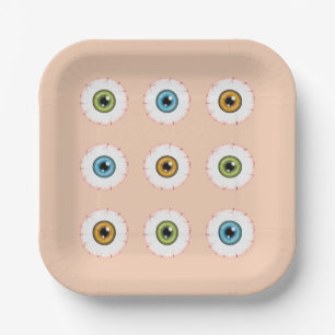 Neun Halloween Eyes farbenfrohe Augenbrauen Hallow Pappteller