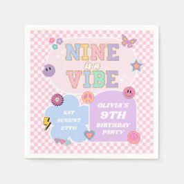 Neun ist ein Vibe Preppy Patch 9. Geburtstagsparty Serviette