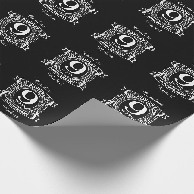 Neun Jahre Hochzeit bei der Töpferei Geschenkpapier (Ecke)