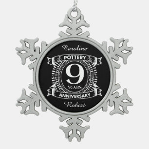 Neun Jahre Hochzeit bei der Töpferei Schneeflocken Zinn-Ornament