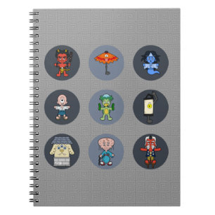 Neun japanische Yokai Monster Notizblock