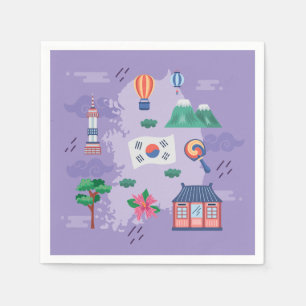 neun koreanische Kultur-Icons Serviette