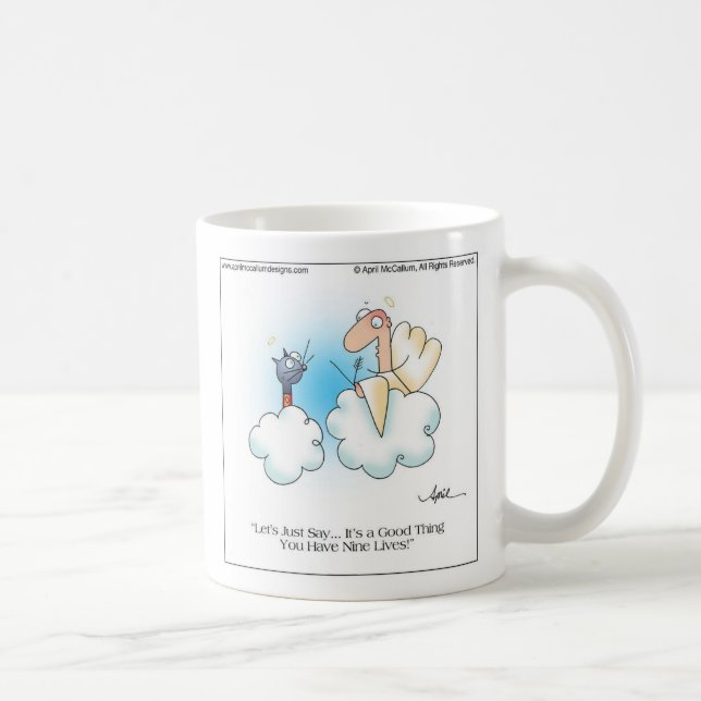 NEUN LEBEN Cartoon-Tasse bis April McCallum Kaffeetasse (Rechts)