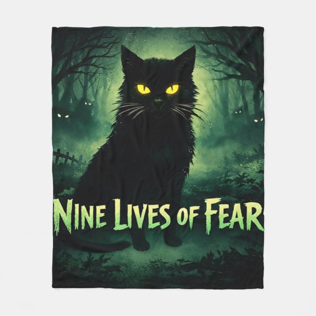 Neun Leben der Angst – Schwarze Katze  Fleecedecke (Vorderseite)