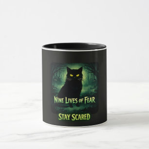 Neun Leben der Angst – Schwarze Katze Tasse