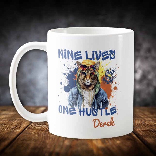 Neun leben eine Hip Hop Cat Kaffeetasse (Von Creator hochgeladen)