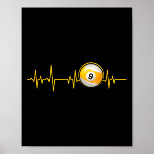 Neun LL Pool Herzschlag Abbau Billard Snooker Pool Poster