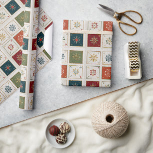 Neun-Panel-Feiertagsgitter mit Schneeflocken Geschenkpapier