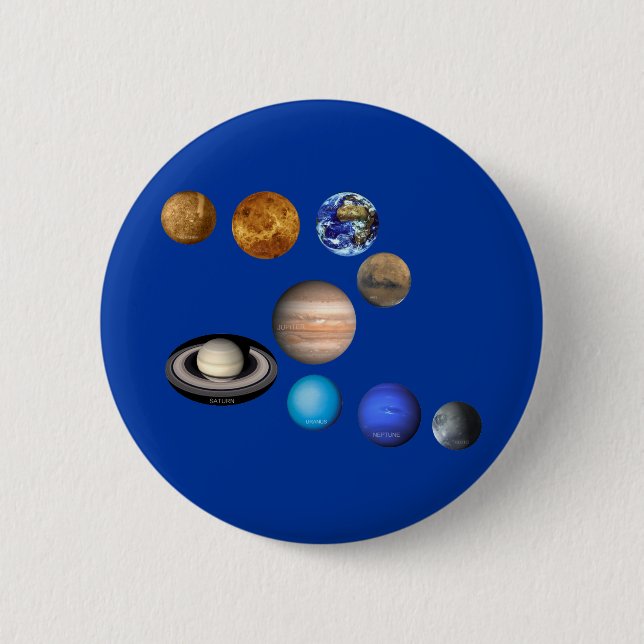 Neun Planeten im Sonnensystem Button (Vorderseite)