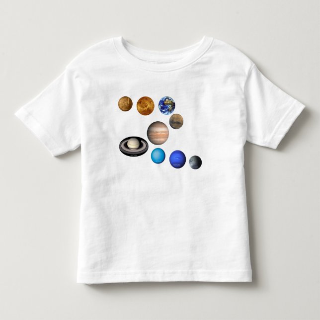 Neun Planeten im Sonnensystem. Quecksilber, Venus, Kleinkind T-shirt (Vorderseite)