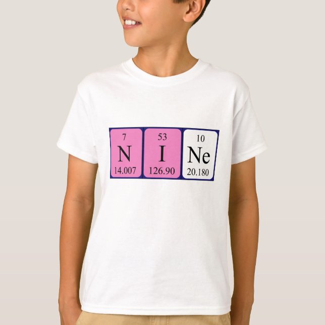 Neun Shirts für die periodische Tabellenbezeichnun (Vorderseite)