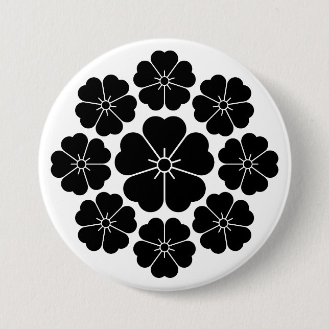 Neun-Sterne-Kirschblüten Button (Vorderseite)