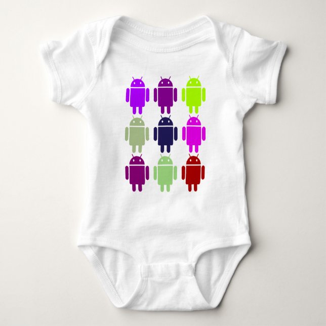 Neun Wanze Droids (androide mehrfache lila Farben) Baby Strampler (Vorderseite)