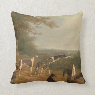 Neun Windhunde in einer Landschaft von Jacques Lau Kissen