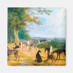 Neun Windhunde in einer Landschaft von Jacques-Lau Magnet