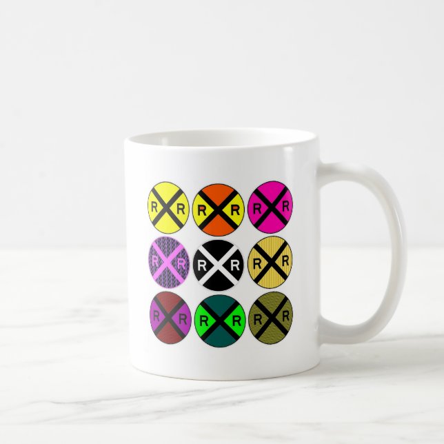 Neun Zeichen farbige Bahnübergänge Kaffeetasse (Rechts)