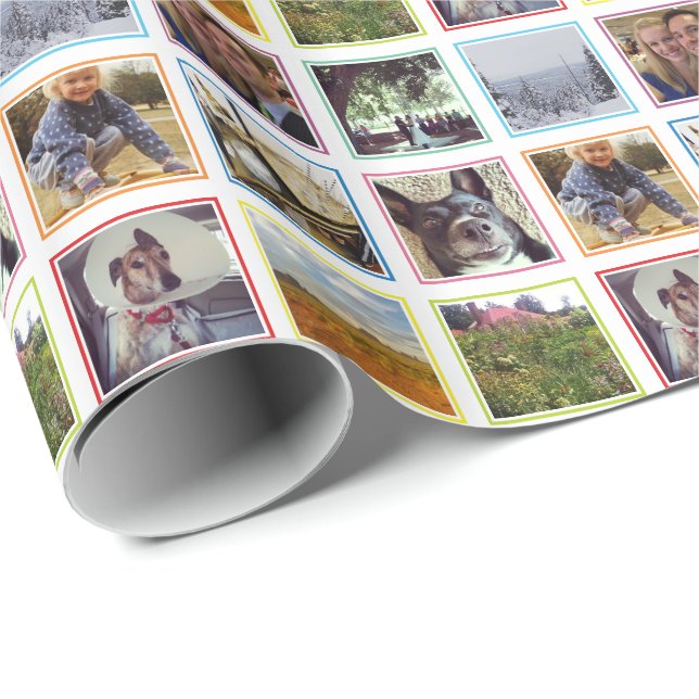 Neuneckige Fotos in Regenbogenrahmen Geschenkpapier (Rolleneckpunkt)