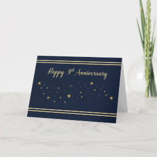 Neunte Anniversary Gold Glitzer Stars Karte
