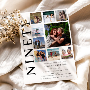 Neunzig Foto-Collage 90. Geburtstagsfeier Einladung