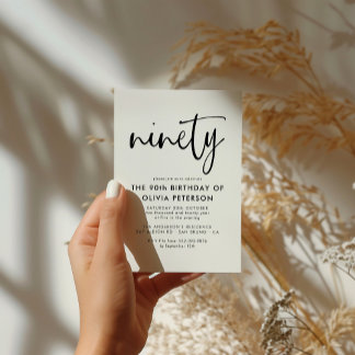 neunzig | Moderne 90. Black & White Geburtstagspar Einladungspostkarte