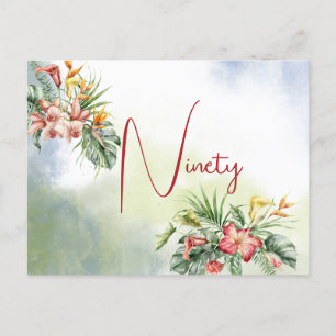 Neunzigster 90. Geburtstag Tropische Florale Einla Postkarte