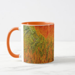 "Neuraler Firestorm" Abstrakt Gelborange Tasse