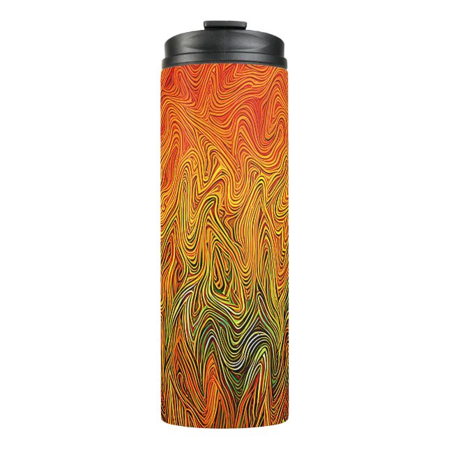 "Neuraler Firestorm" Abstrakt Gelborange Thermosbecher (Vorderseite)