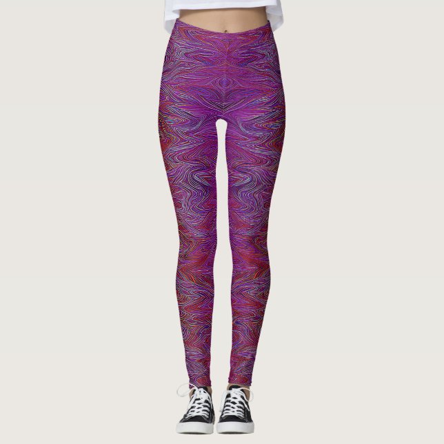 "Neuraler Firestorm" Abstrakt" Lila rot Leggings (Vorderseite)