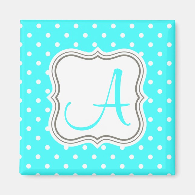 Neuralistischer Polka-Punkte-Monogramm-Anfangsname Magnet (Vorne)
