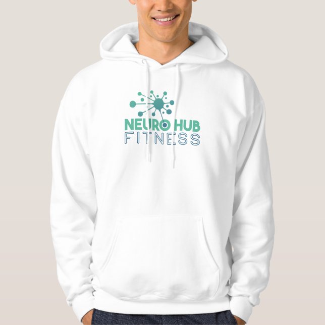 Neuro Hub Fitness Men's White Logo Hoodie (Vorderseite)