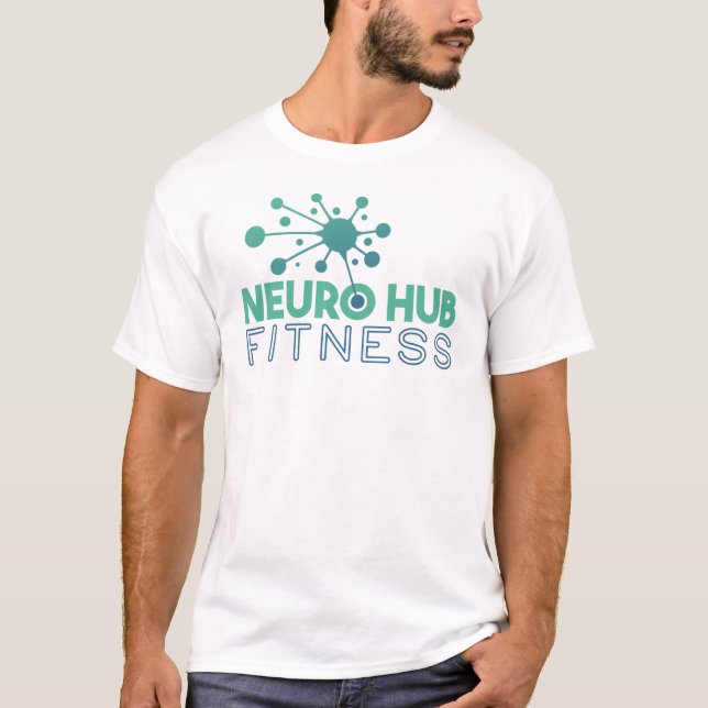 Neuro Hub Fitness Men's White Logo T-Shirt (Vorderseite)