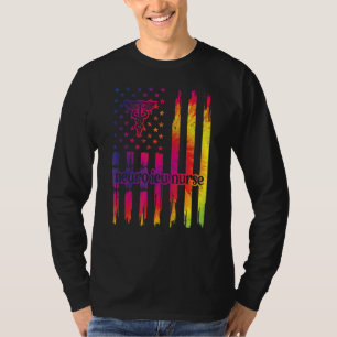 Neuro Icu Nurse US Flag Neurologie Intensivstation T-Shirt