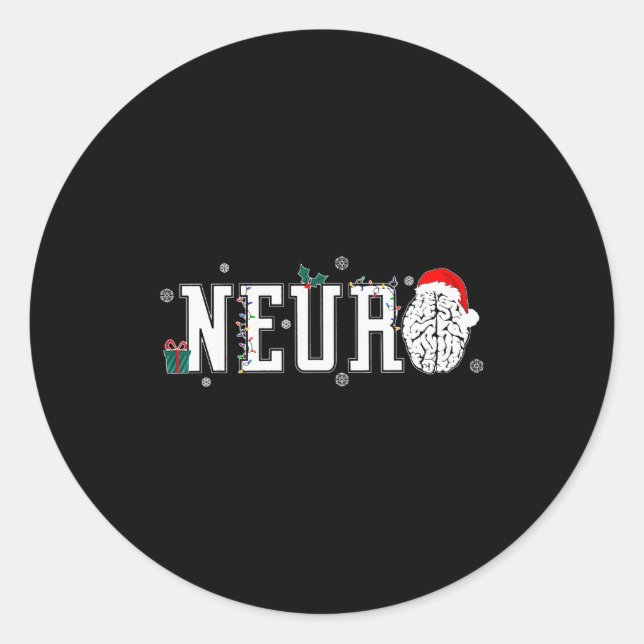Neuro Nurse Brain Santa Hat Neuroscience Nursing C Runder Aufkleber (Vorderseite)