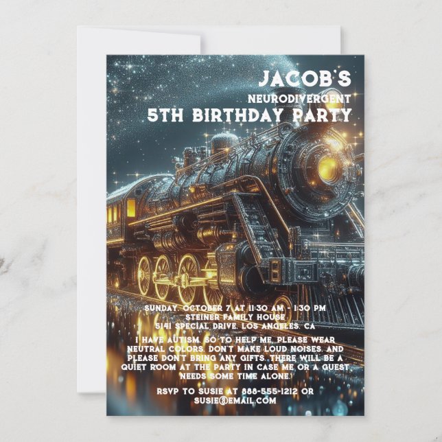 Neurodivergent Autiste Invitation de fête d'annive (Devant)