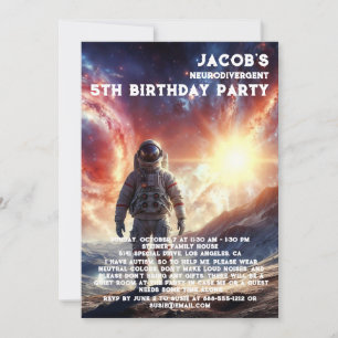 Neurodivergent Autiste Invitation de fête d'annive