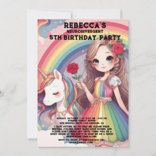 Neurodivergent Autiste Invitation de fête d'annive