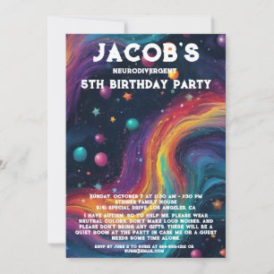 Neurodivergent Autiste Invitation de fête d'annive